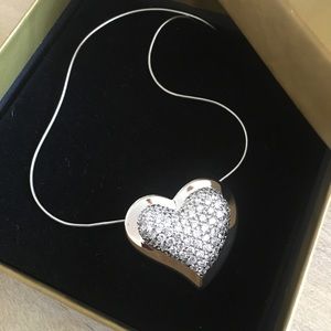 NEW in Box BLING Heart Necklace Sterling Chain
